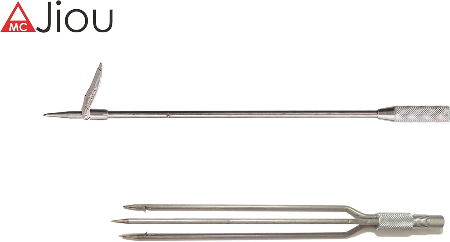 A MC JIOUFishing Pole Spear Trigger Glass Fiber 5.5' Travel 3 Pieces Hawaiian Sling with 2 Tips and Bag