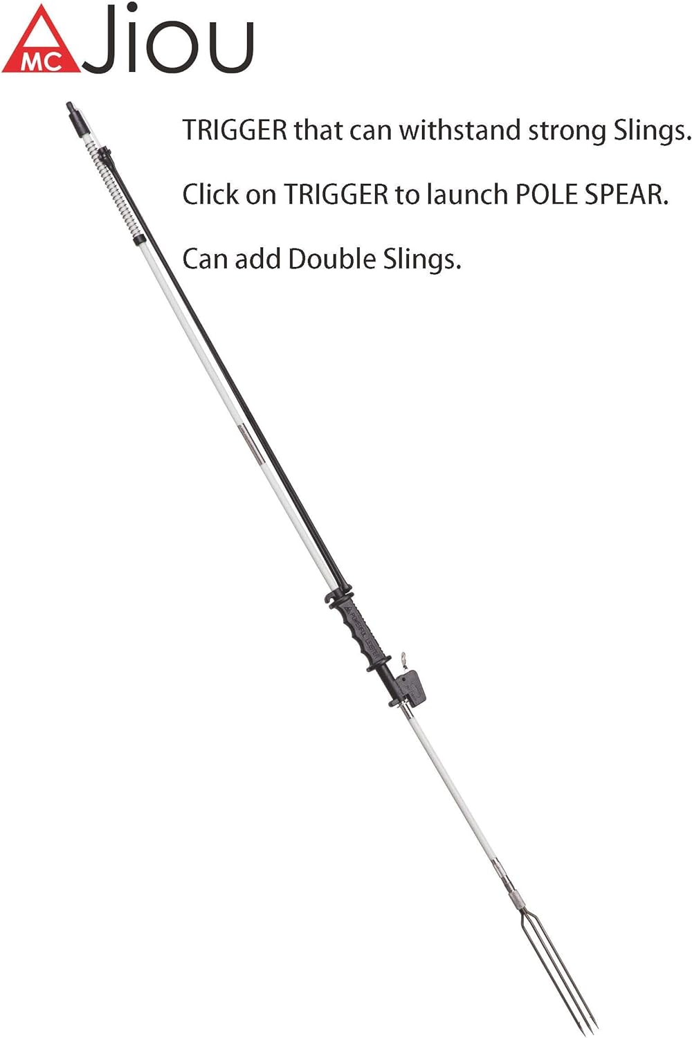 A MC JIOU Glass Fiber 5.5' Travel Spearfishing Three-Piece Pole Spear Gun Trigger 3 Prong Harpoon and Bag