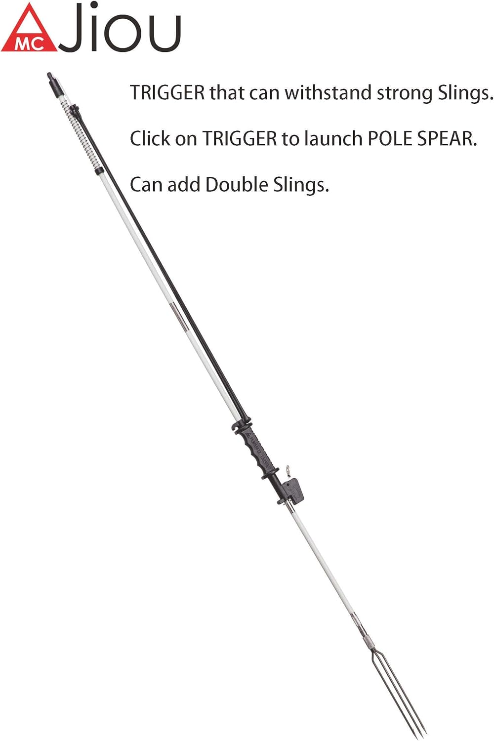 A MC JIOUFishing Pole Spear Trigger Glass Fiber 5.5' Travel 3 Pieces Hawaiian Sling with 2 Tips and Bag