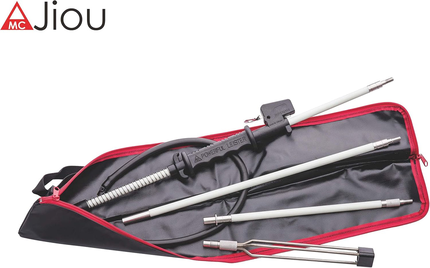 A MC JIOUFishing Pole Spear Trigger Glass Fiber 5.5' Travel 3 Pieces Hawaiian Sling with 2 Tips and Bag